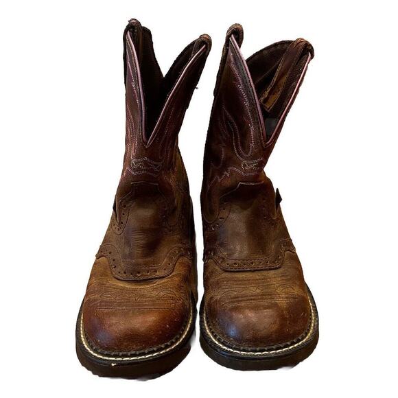 Justin Other - Justin Girls Western Leather Cowgirl Boots Size 7 Brown
